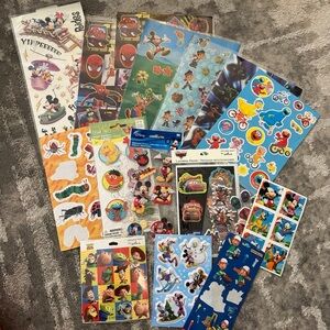 Huge Lot of 400+ Scrapbook Stickers (26 Sheets) – Disney, Kids, Vehicles & More